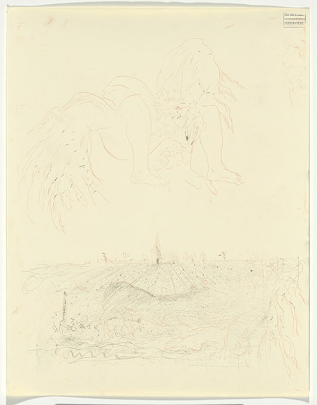 Artist: b'BOYD, Arthur' | Title: b'Flying figure and landscape.' | Date: 1960-70 | Technique: b'transfer drawing' | Copyright: b'Reproduced with permission of Bundanon Trust' Artist: b'BOYD, Arthur' | Title: b'Flying figure and landscape.' | Date: 1960-70 | Technique: b'transfer drawing' | Copyright: b'Reproduced with permission of Bundanon Trust'