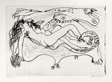 Artist: BOYD, Arthur | Title: Reclining nude with aeroplane. | Date: (1968-69) | Technique: etching, printed in black ink, from one plate | Copyright: Reproduced with permission of Bundanon Trust