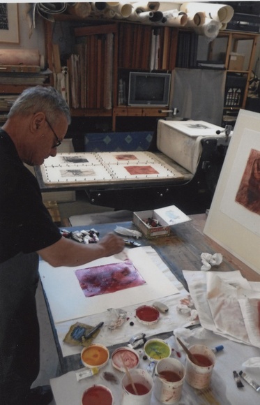 Artist: b'LOANE, John' | Title: b'Mike Parr colouring print Viridian Press, ANCA studio, Canberra.' Artist: b'LOANE, John' | Title: b'Mike Parr colouring print Viridian Press, ANCA studio, Canberra.'