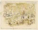 Artist: b'MACQUEEN, Mary' | Title: b'Jetty, San Remo' | Date: 1959 | Technique: b'lithograph, printed in colour, from multiple plates' | Copyright: b'Courtesy Paulette Calhoun, for the estate of Mary Macqueen'