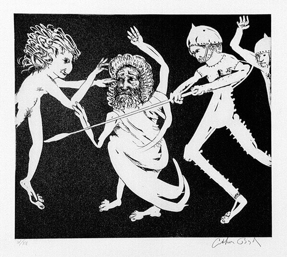 Artist: b'BOYD, Arthur' | Title: b'Magistrate to his guards.' | Date: 1970 | Technique: b'etching and aquatint, printed in black ink, from one plate' Artist: b'BOYD, Arthur' | Title: b'Magistrate to his guards.' | Date: 1970 | Technique: b'etching and aquatint, printed in black ink, from one plate'