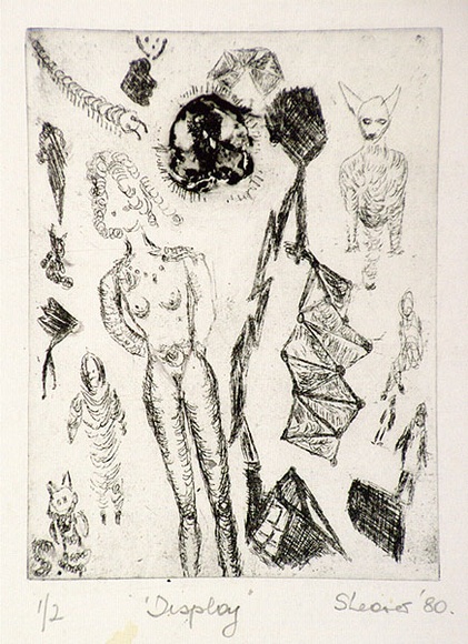 Artist: b'Shearer, Mitzi.' | Title: b'Display' | Date: 1980 | Technique: b'etching, drypoint printed in black ink with plate-tone, from one  plate'
