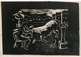 Artist: ROSENGRAVE, Harry | Title: (Europa and the bull) | Date: (1954) | Technique: linocut, printed in black ink, from one block