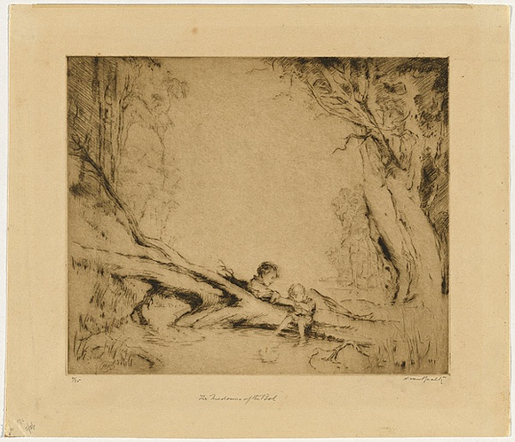 Artist: b'van RAALTE, Henri' | Title: b'The Madonna of the pool' | Date: c.1921 | Technique: b'drypoint, printed in warm black ink, from one plate' Artist: b'van RAALTE, Henri' | Title: b'The Madonna of the pool' | Date: c.1921 | Technique: b'drypoint, printed in warm black ink, from one plate'