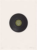 Artist: SAINT, Paul | Title: Whole lotta' shakin goin' on - Jerry Lee Lewis. | Date: 2001 | Technique: relief print of a record and screenprint, printed in colour, from one record and two stencils
