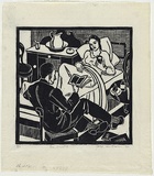 Artist: Allan, Ailsa [1]. | Title: The invalid. | Date: 1932 | Technique: linocut, printed in black ink, from one block