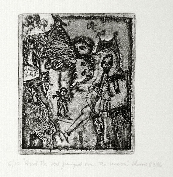 Artist: b'Shearer, Mitzi.' | Title: b'And the cow jumped over the moon' | Date: 1983