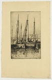 Artist: LONG, Sydney | Title: Fishing boats, Lisbon | Date: 1923 | Technique: line-etching, printed in black ink with plate-tone, from one copper plate | Copyright: Reproduced with the kind permission of the Ophthalmic Research Institute of Australia