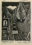 Artist: ROSENGRAVE, Harry | Title: Belgrave rail [1]. | Date: 1953 | Technique: linocut, printed in black ink, from one block
