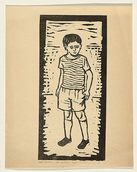 Title: b'Boy, Hawthorn' | Date: 1956 | Technique: b'linocut, printed in black ink, from one block'