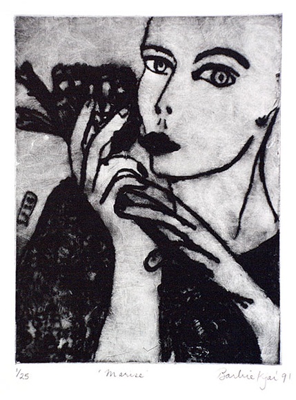 Artist: b'Kjar, Barbie.' | Title: b'Marise' | Date: 1991 | Technique: b'drypoint, printed in black ink with plate-tone, from one plate' Artist: b'Kjar, Barbie.' | Title: b'Marise' | Date: 1991 | Technique: b'drypoint, printed in black ink with plate-tone, from one plate'