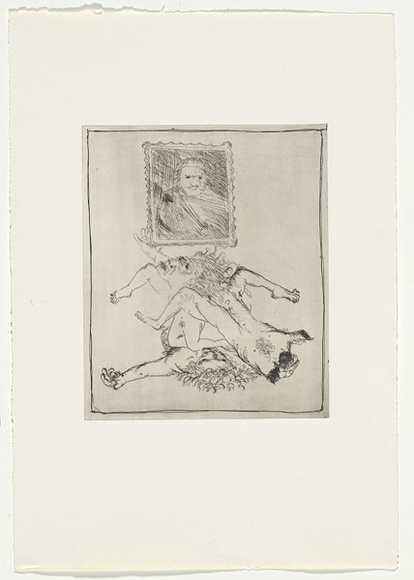 Artist: b'BOYD, Arthur' | Title: b'The Ancestors.' | Date: 1971 | Technique: b'etching, printed in black ink, from one plate' | Copyright: b'Reproduced with permission of Bundanon Trust' Artist: b'BOYD, Arthur' | Title: b'The Ancestors.' | Date: 1971 | Technique: b'etching, printed in black ink, from one plate' | Copyright: b'Reproduced with permission of Bundanon Trust'