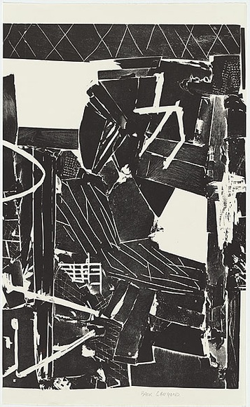 Artist: b'Marsden, David' | Title: b'Back and beyond (middle panel)' | Date: 1990 | Technique: b'woodcut, printed in colour, from multiple blocks' Artist: b'Marsden, David' | Title: b'Back and beyond (middle panel)' | Date: 1990 | Technique: b'woodcut, printed in colour, from multiple blocks'