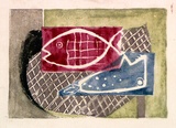 Artist: Brash, Barbara. | Title: (Still life fish). | Date: c.1955 | Technique: linocut, printed in colour, from six blocks
