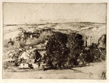 Artist: b'Long, Sydney.' | Title: b'Dunster' | Date: 1927 | Technique: b'line-etching, aquatint, drypoint printed in black ink from one copper plate' | Copyright: b'Reproduced with the kind permission of the Ophthalmic Research Institute of Australia'