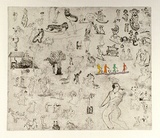 Artist: b'Shearer, Mitzi.' | Title: b'Bulliwutzies I' | Date: 1980 | Technique: b'etching, printed in black ink with plate-tone, from one  plate, hand-coloured'