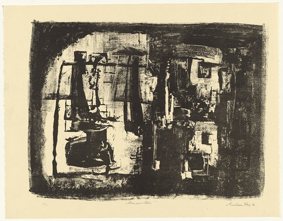 Artist: b'King, Grahame.' | Title: b'Composition' | Date: 1962 | Technique: b'lithograph, printed in black ink, from one stone [or plate]'