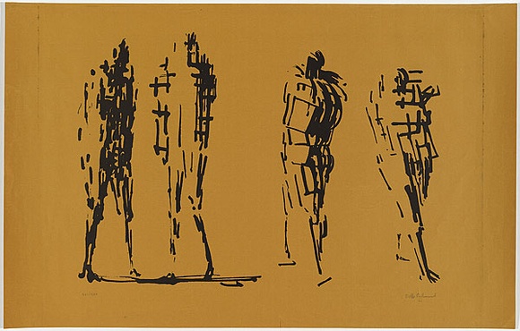 Artist: b'Richmond, Oliffe.' | Title: b'Four figures' | Date: 1966 | Technique: b'photo-lithograph, printed in black ink, from one plate' Artist: b'Richmond, Oliffe.' | Title: b'Four figures' | Date: 1966 | Technique: b'photo-lithograph, printed in black ink, from one plate'
