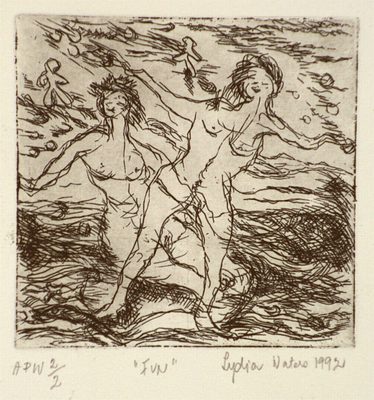 Artist: b'Waters, Lydia.' | Title: b'Fun' | Date: 1992 | Technique: b'etching, printed in black ink, from one plate'