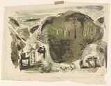 Artist: MACQUEEN, Mary | Title: Crater country | Date: 1959 | Technique: lithograph, printed in colour, from multiple plates | Copyright: Courtesy Paulette Calhoun, for the estate of Mary Macqueen