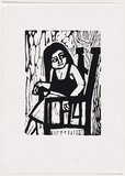Artist: b'LAWTON, Tina' | Title: b'Number 4' | Date: 1962 | Technique: b'linocut, printed in black ink, from one block'