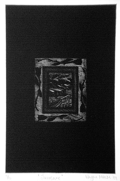 Artist: b'Malm, Wayne.' | Title: b'Treasurer' | Date: 1989 | Technique: b'etching and aquatint, printed in black ink, from one copper plate' Artist: b'Malm, Wayne.' | Title: b'Treasurer' | Date: 1989 | Technique: b'etching and aquatint, printed in black ink, from one copper plate'