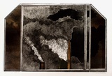 Artist: BALDESSIN, George | Title: Factory smoke III. | Date: 1970 | Technique: etching and aquatint, printed in black ink, from three plates; stencil, printed in colour, from two stencils