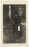 Artist: TRAILL, Jessie | Title: Boy on bicycle, Paris | Date: 1909 | Technique: lithograph, printed in black ink, from one stone