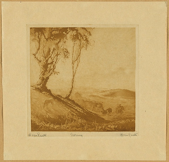 Artist: b'van RAALTE, Henri' | Title: b'Morning' | Date: c.1926 | Technique: b'aquatint printed in brown ink with plate-tone, from one plate' Artist: b'van RAALTE, Henri' | Title: b'Morning' | Date: c.1926 | Technique: b'aquatint printed in brown ink with plate-tone, from one plate'
