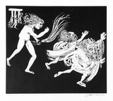 Artist: b'BOYD, Arthur' | Title: b'The women driving the old men away.' | Date: 1970 | Technique: b'etching and aquatint, printed in black ink, from one plate'