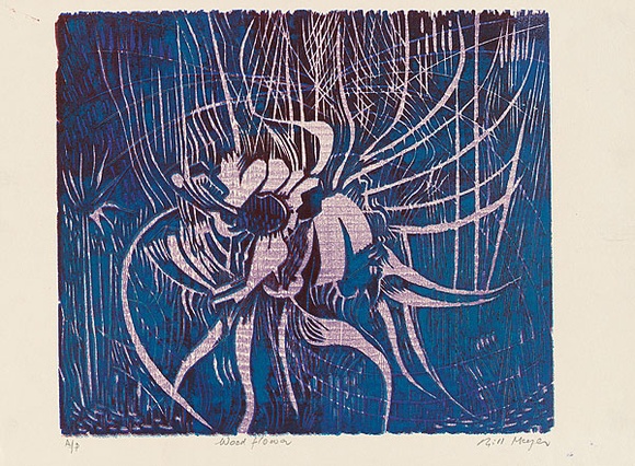Artist: b'MEYER, Bill' | Title: b'Wood flower' | Date: 1968 | Technique: b'woodcut, printed in three colours, from reduction block process' | Copyright: b'\xc2\xa9 Bill Meyer' Artist: b'MEYER, Bill' | Title: b'Wood flower' | Date: 1968 | Technique: b'woodcut, printed in three colours, from reduction block process' | Copyright: b'\xc2\xa9 Bill Meyer'