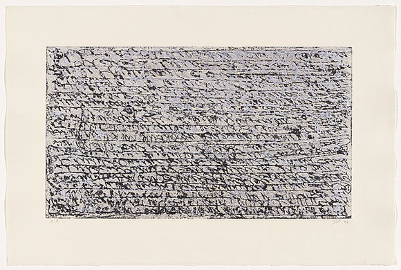 Artist: b'LOANE, John' | Title: b'Honestly, my head is completely full of cobwebs [5]' | Date: 2002 | Technique: b'etching, printed in black and silver ink, from two copper plates'