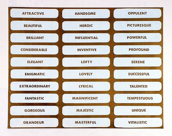 Artist: b'Hutchison, Noel' | Title: b'(Poster of many words)' | Technique: b'screenprint, printed in colour, from multiple stencils'