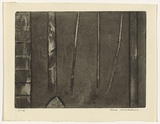 Artist: b'WILLIAMS, Fred' | Title: b'Landscape with a building' | Date: 1959-60 | Technique: b'aquatint, etching, drypoint, engraving and flat biting, printed in black ink, from one copper plate' | Copyright: b'\xc2\xa9 Fred Williams Estate'