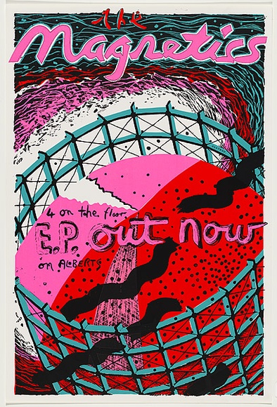 Artist: b'WORSTEAD, Paul' | Title: b'The Magnetics 4 on the floor' | Date: 1992 | Technique: b'screenprint, printed in colour, from four stencils' | Copyright: b'This work appears on screen courtesy of the artist' Artist: b'WORSTEAD, Paul' | Title: b'The Magnetics 4 on the floor' | Date: 1992 | Technique: b'screenprint, printed in colour, from four stencils' | Copyright: b'This work appears on screen courtesy of the artist'