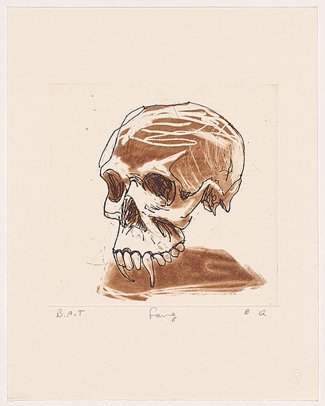 Artist: b'Quilty, Ben.' | Title: b'Fang.' | Date: 2005 | Technique: b'etching and aquatint, printed in brown ink, from one plate'