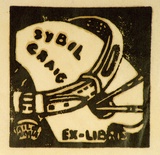 Artist: Craig, Sybil. | Title: Bookplate: Sybil Craig (tail wagger). | Technique: linocut, printed in black ink, from one block