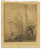 Artist: Minns, B.E. | Title: Hunting Kangaroo | Date: 1923 | Technique: etching, printed in black ink, from one plate