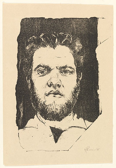 Artist: b'EWINS, Rod' | Title: b'not titled [self-portrait}.' | Date: 1965 | Technique: b'crayon-lithograph, printed in black ink, from one stone' Artist: b'EWINS, Rod' | Title: b'not titled [self-portrait}.' | Date: 1965 | Technique: b'crayon-lithograph, printed in black ink, from one stone'