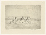 Artist: WILLIAMS, Fred | Title: Picture framers picnic | Date: 1954-66 | Technique: drypoint, etching, printed in black ink, from one zinc plate | Copyright: © Fred Williams Estate