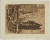 Artist: Hopkins, Livingston. | Title: The fisher | Date: 1889 | Technique: etching, printed in brown ink with plate-tone, from one copper plate