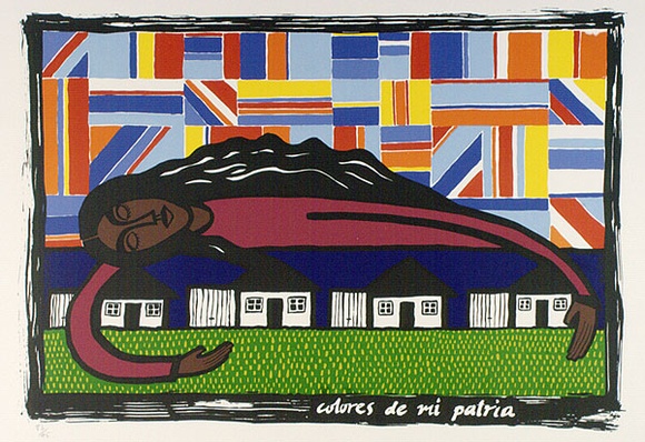 Artist: b'Red Planet Posters.' | Title: b'Colores de mi patria (Colours of my homeland)' | Date: 1992 | Technique: b'screenprint, printed in colour, from seven stencils' Artist: b'Red Planet Posters.' | Title: b'Colores de mi patria (Colours of my homeland)' | Date: 1992 | Technique: b'screenprint, printed in colour, from seven stencils'