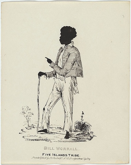 Artist: b'Fernyhough, William.' | Title: b'Bill Worrall, Five Islands Tribe.' | Date: 1836 | Technique: b'pen-lithograph, printed in black ink, from one zinc plate' Artist: b'Fernyhough, William.' | Title: b'Bill Worrall, Five Islands Tribe.' | Date: 1836 | Technique: b'pen-lithograph, printed in black ink, from one zinc plate'