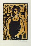 Artist: Armstrong, Ian. | Title: (Figure of girl). | Date: c.1955 | Technique: relief-etching, printed in colour, from one  plate