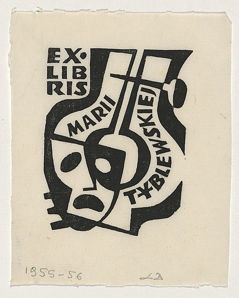 Artist: b'Groblicka, Lidia.' | Title: b'Bookplate: Marii Tyblewskiej' | Date: 1955-56 | Technique: b'woodcut, printed in black ink, from one block' Artist: b'Groblicka, Lidia.' | Title: b'Bookplate: Marii Tyblewskiej' | Date: 1955-56 | Technique: b'woodcut, printed in black ink, from one block'