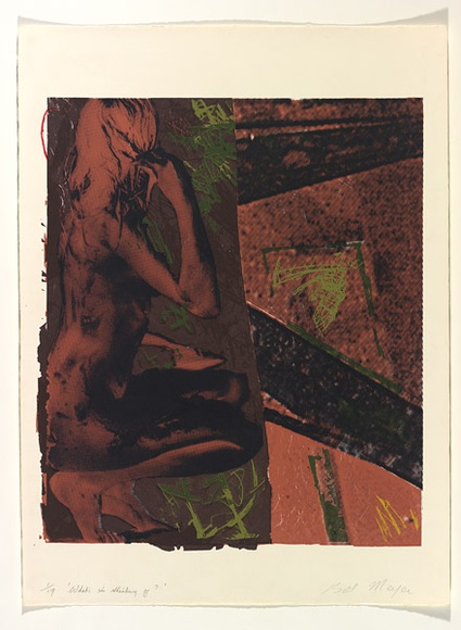 Artist: b'MEYER, Bill' | Title: bWhat's she thinking of? | Date: 1981 | Technique: b'screenprint, printed four colours, from three screens (photo-indirect with half-tone and open block-out)' Artist: b'MEYER, Bill' | Title: bWhat's she thinking of? | Date: 1981 | Technique: b'screenprint, printed four colours, from three screens (photo-indirect with half-tone and open block-out)'