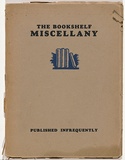 Artist: Cox, Roy. | Title: The bookshelf miscellany. | Date: 1933 | Technique: woodcut, printed in blue ink, from one block; letterpress text