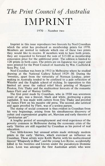 Artist: b'PRINT COUNCIL OF AUSTRALIA' | Title: b'Periodical | Imprint. Melbourne: Print Council of Australia, vol. 05, no. 2, 1970' | Date: 1970 Artist: b'PRINT COUNCIL OF AUSTRALIA' | Title: b'Periodical | Imprint. Melbourne: Print Council of Australia, vol. 05, no. 2, 1970' | Date: 1970