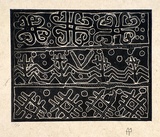 Artist: Wahdu Saietow. | Title: Spirit motif design no.2 | Date: 1991 | Technique: relief-etching, printed inblack ink, from one plate