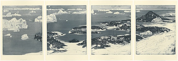 Artist: b'SCHMEISSER, Jorg' | Title: b'Mawson Station.' | Date: 2001 | Technique: b'etching, printed in blue/grey ink, from four plates, on four sheets' | Copyright: b'\xc2\xa9 J\xc3\xb6rg Schmeisser' Artist: b'SCHMEISSER, Jorg' | Title: b'Mawson Station.' | Date: 2001 | Technique: b'etching, printed in blue/grey ink, from four plates, on four sheets' | Copyright: b'\xc2\xa9 J\xc3\xb6rg Schmeisser'